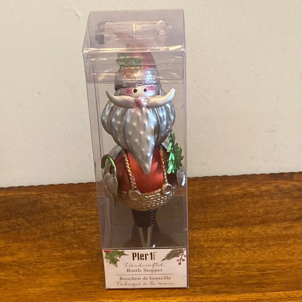 NWT Pier 1 Christmas Santa Wine Bottle Stopper Holiday New